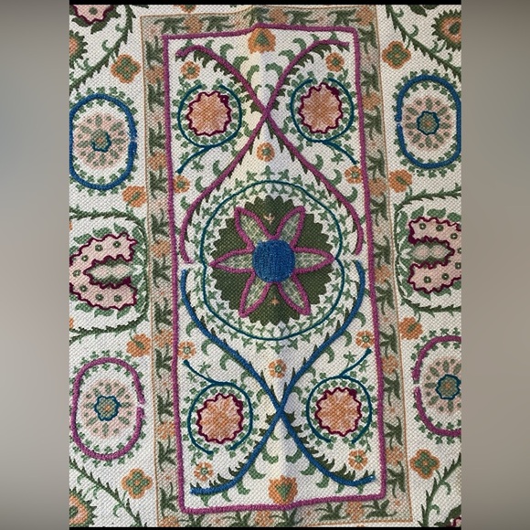 New Boho Embroidered Accent Rug- Multicolor - Picture 2 of 2
